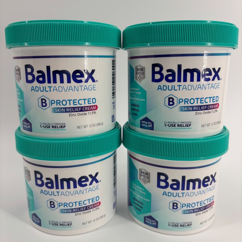 Balmex Adult Advantage B Protected Skin Relief Cream 12oz 4 Pack Zinc Oxide